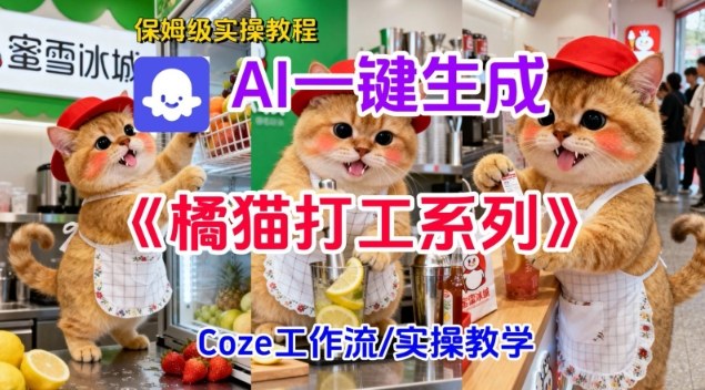Coze扣子工作流一键生成胖橘猫打工短视频，保姆级实操搭建教学-好耶资源