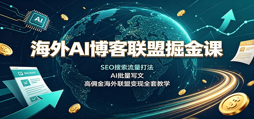 海外AI博客联盟掘金课:SEO搜索流量打法,AI批量写文,高佣金海外联盟变现全套教学-好耶资源