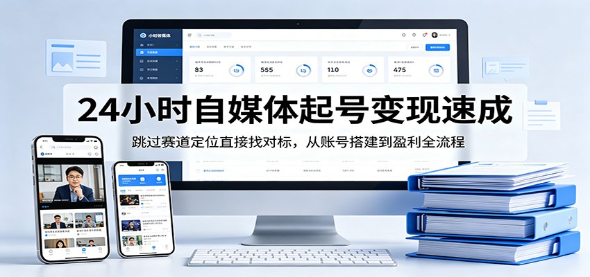 24小时自媒体起号变现速成，跳过赛道定位直接找对标，从账号搭建到盈利全流程-好耶资源