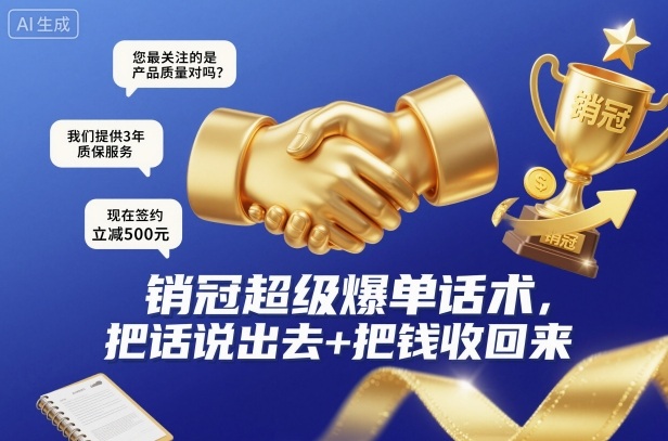 销冠超级爆单话术,把话说出去+把钱收回来-好耶资源