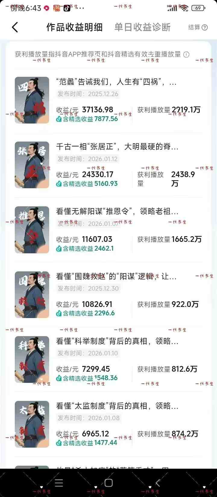 抖音300w粉丝博主的政史类科普视频教学,有大流量扶持,拿伙伴伙伴+精选独家双份收益-好耶资源