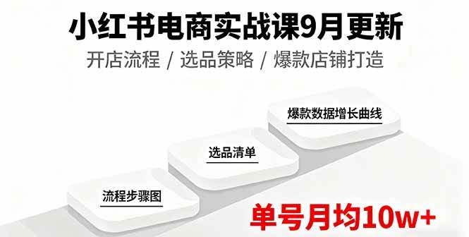 （16120期）小红书电商实战课9月更新，开店流程/选品策略/爆款店铺打造，单号月均10w+-好耶资源