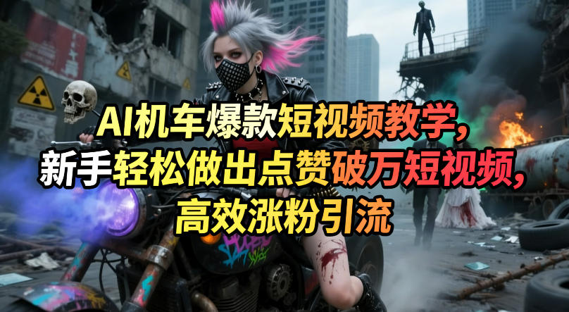AI机车爆款短视频教学，新手轻松做出点赞破万短视频，高效涨粉引流-好耶资源