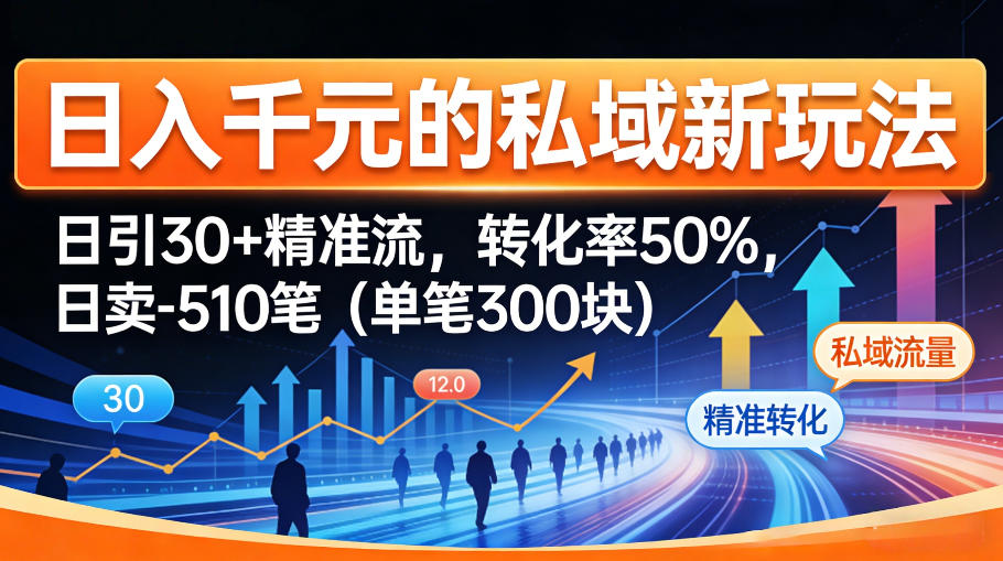 日入千米的私域新玩法:日引30+精准流,转化率50%,日卖5-10笔(单笔300米)-好耶资源