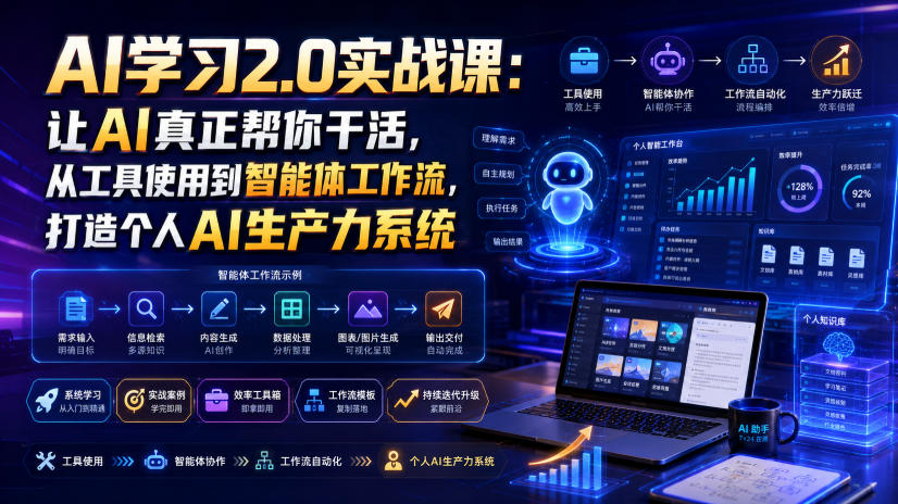 AI学习2.0实战课：让AI真正帮你干活，从工具使用到智能体工作流，打造个人AI生产力系统-好耶资源