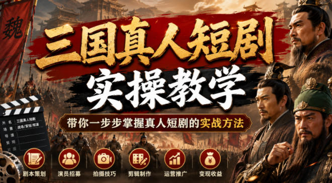 三国真人短剧实操教学，带你一步步掌握真人短剧的实战方法-好耶资源
