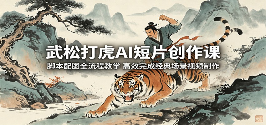 武松打虎AI短片创作课：脚本配图全流程教学，高效完成经典场景视频制作-好耶资源