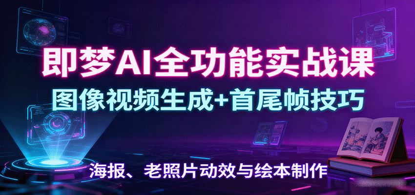 即梦AI全功能实战课：图像视频生成+首尾帧技巧，海报、老照片动效与绘本制作-好耶资源