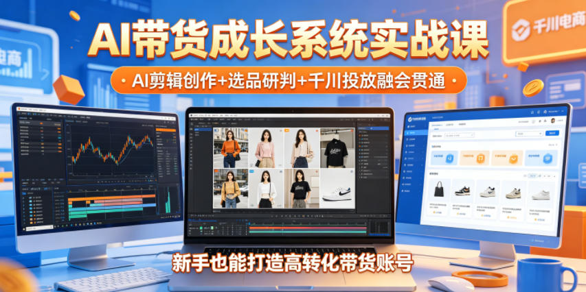 AI带货成长系统实战课，AI剪辑创作+选品研判+千川投放融会贯通，新手也能打造高转化带货账号(更新2026年)-好耶资源