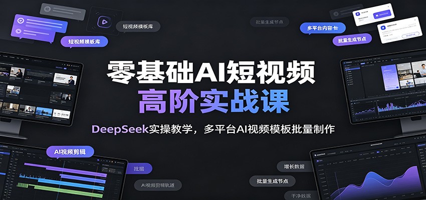 零基础AI短视频高阶实战课:DeepSeek实操教学,多平台AI视频模板批量制作-好耶资源