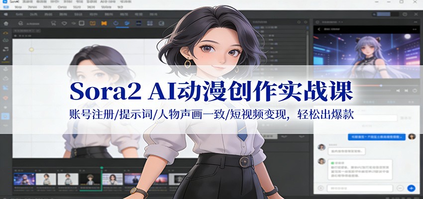Sora2 AI动漫创作实战课：账号注册/提示词/人物声画一致/短视频变现，轻松出爆款-好耶资源