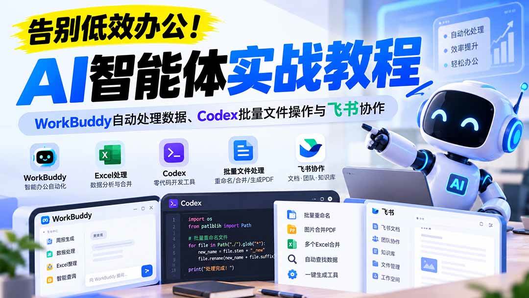 （21193期）【无水印】告别低效办公！《AI智能体实战教程》WorkBuddy自动处理数据、Codex批量文件操作与飞书协作-好耶资源