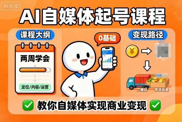 AI自媒体起号课程,0基础小白两周学会,教你自媒体实现商业变现-好耶资源