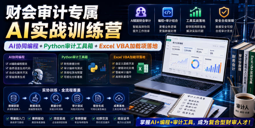 财会审计专属AI实战训练营｜AI协同编程+Python审计工具箱+Excel VBA加载项落地(更新0710)-好耶资源