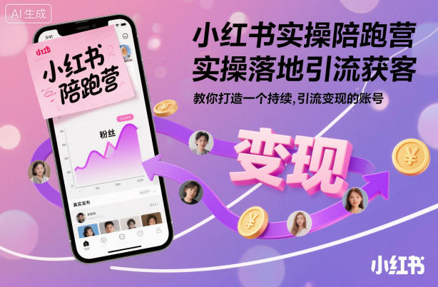 小红书实操陪跑营，实操落地引流获客，教你打造一个持续引流变现的账号-好耶资源