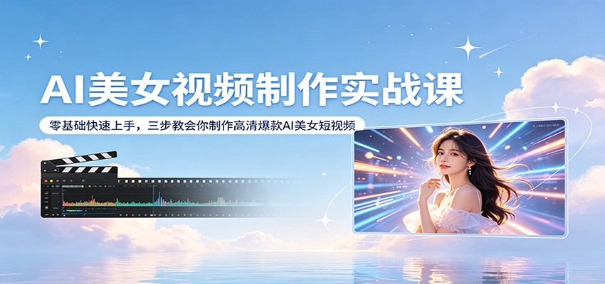AI美女视频制作实战课：零基础快速上手，三步教会你制作高清爆款AI美女短视频-好耶资源
