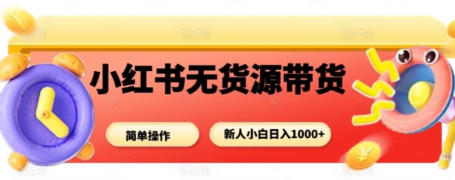 小红书无货源带货项目，简单无脑，新人小白日入多张-好耶资源