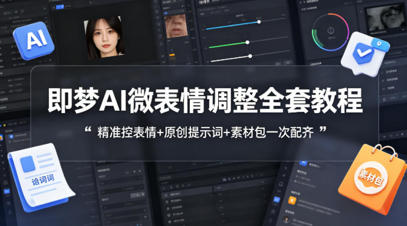 即梦AI微表情调整全套教程,精准控表情+原创提示词+素材包一次配齐-好耶资源