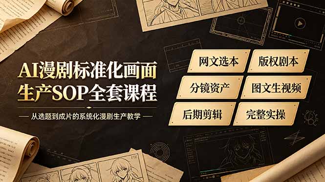 AI漫剧标准化画面生产SOP全套课程-更新，网文选本版权剧本分镜资产全覆盖，图文生视频后期剪辑完整实操教学-好耶资源