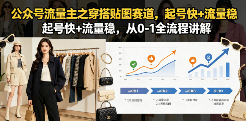 公众号流量主之穿搭贴图赛道，起号快+流量稳，从0-1全流程讲解-好耶资源