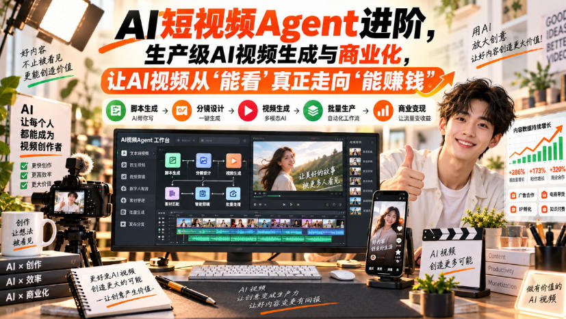 AI短视频Agent进阶,生产级AI视频生成与商业化,让AI视频从”能看”真正走向”能賺钱”-好耶资源