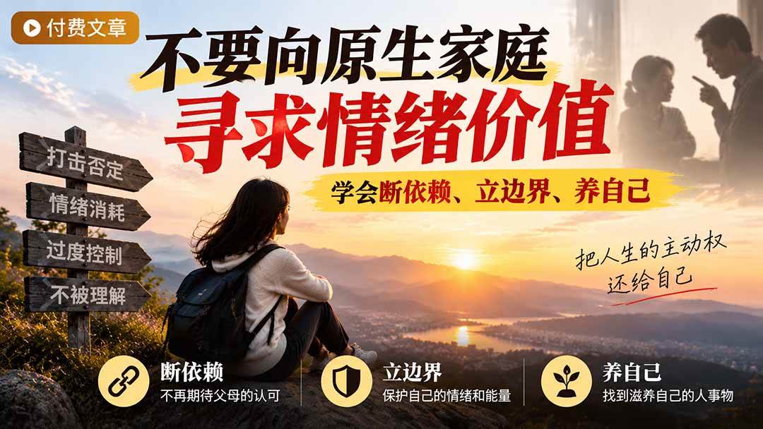 (21132期)付费文章:不要向原生家庭寻求情绪价值,学会断依赖、立边界、养自己-好耶资源