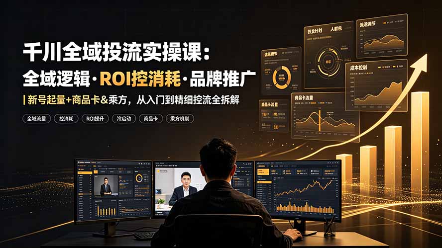 千川全域投流实操课：全域逻辑·ROI控消耗·品牌推广｜新号起量+商品卡&乘方，从入门到精细控流全拆解-好耶资源