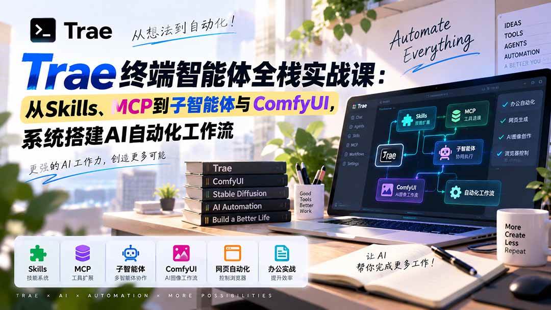 (20389期)Trae终端智能体全栈实战课:从Skills、MCP到子智能体与ComfyUI,系统搭建AI自动化工作流-好耶资源