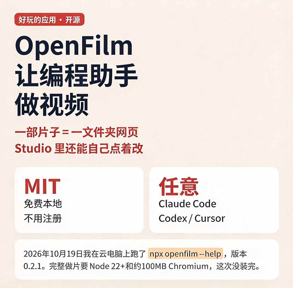 （21150期）我跪下来了！不会剪辑也能做短视频宣传片？ AI 一键把素材变成完整视频，真是神奇，OpenFilm 超省事