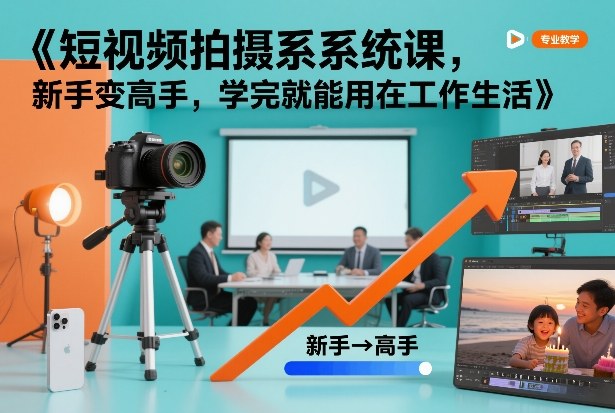 短视频拍摄系统课,新手变高手,学完就能用在工作生活-好耶资源