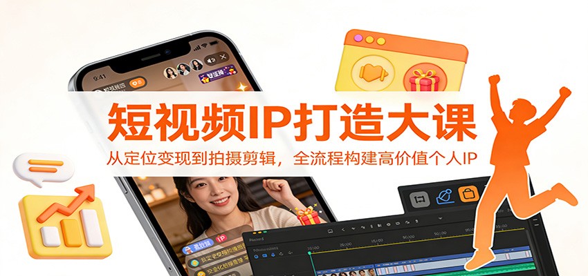 短视频IP打造大课：从定位变现到拍摄剪辑，全流程构建高价值个人IP-好耶资源