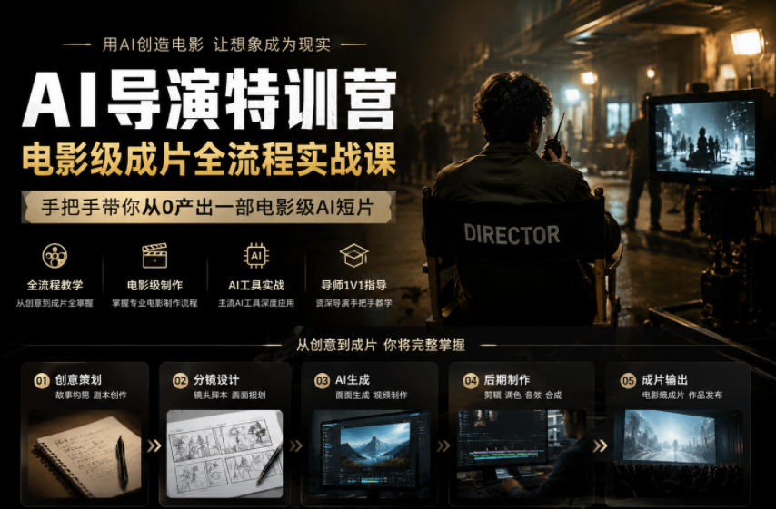 AI导演特训营，电影级成片全流程实战课，手把手带你从0产出一部电影级AI短片-好耶资源