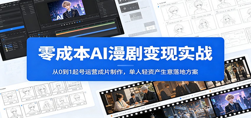 零成本AI漫剧变现实战：从0到1起号运营成片制作，单人轻资产生意落地方案-好耶资源