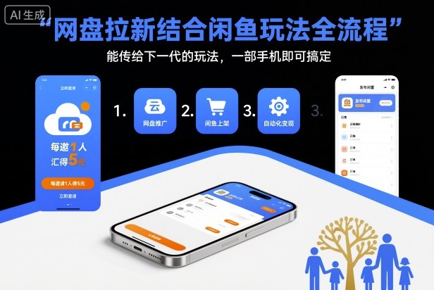网盘拉新结合闲鱼玩法全流程，能传给下一代的玩法，一部手机即可搞定(附入口渠道以及实操教程)-好耶资源