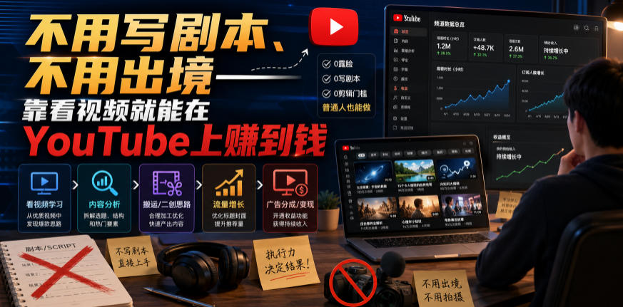 不用写剧本、不用出境——靠看视频就能在YouTube上賺到钱【原创双语字幕】-好耶资源