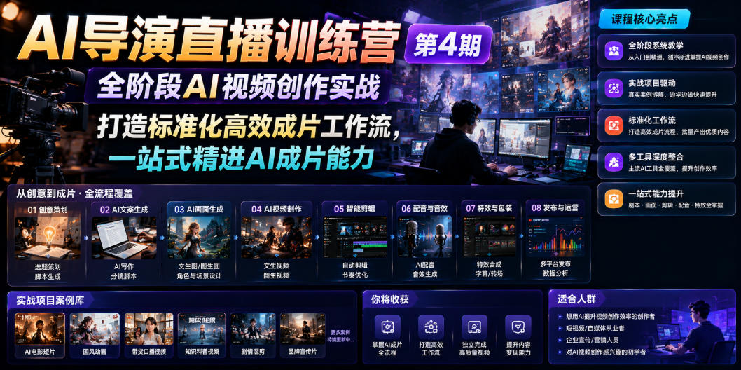 AI导演直播训练营第4期｜全阶段AI视频创作实战，打造标准化高效成片工作流，一站式精进AI成片能力-好耶资源