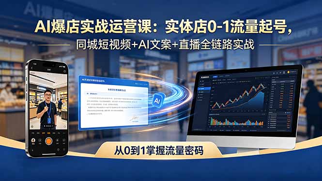 AI爆店实战运营课：实体店0-1流量起号，同城短视频+AI文案+直播全链路实战-好耶资源