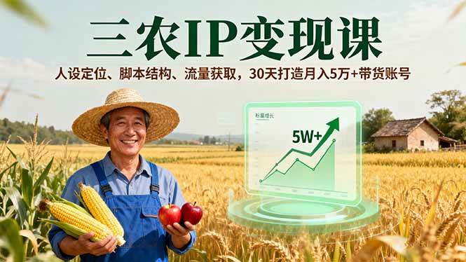 （16044期）三农IP变现课，人设定位、脚本结构、流量获取，30天打造月入5万+带货账号-好耶资源