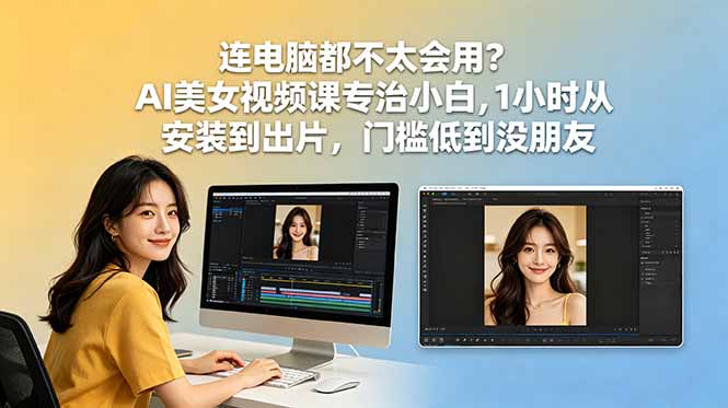 连电脑都不太会用?AI美女视频课专治小白,1小时从安装到出片,门槛低到没朋友-好耶资源