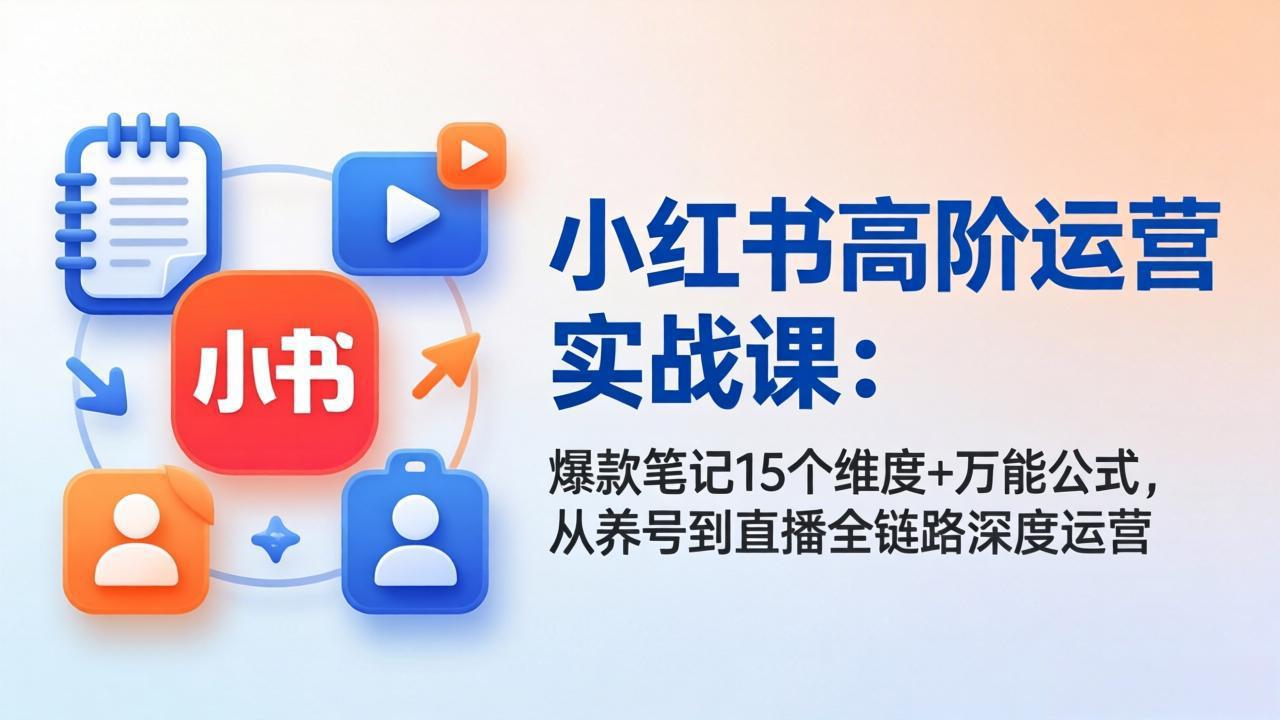 小红书高阶运营实战课：爆款笔记15个维度+万能公式，从养号到直播全链路深度运营-好耶资源