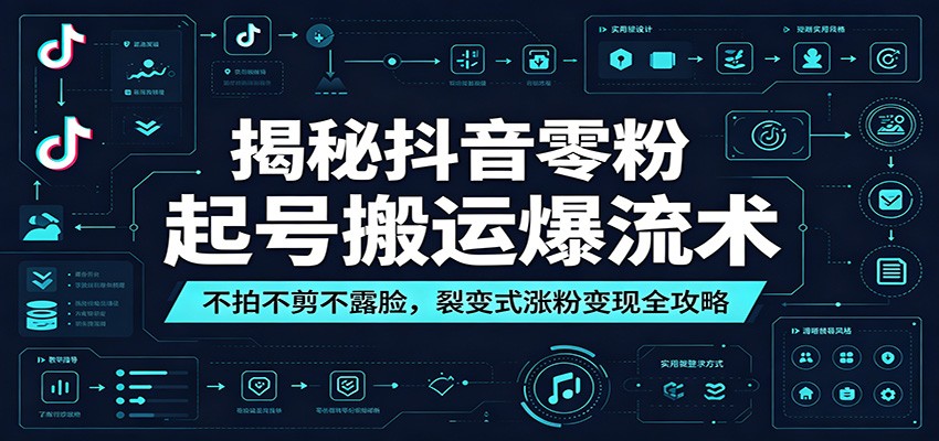 揭秘抖音零粉起号搬运爆流术：不拍不剪不露脸，裂变式涨粉变现全攻略-好耶资源