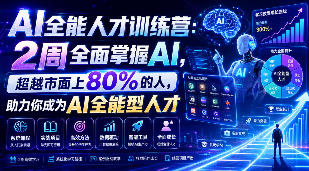 AI全能人才训练营：2周全面掌握AI，超越市面上80%的人，助力你成为AI全能型人才-好耶资源