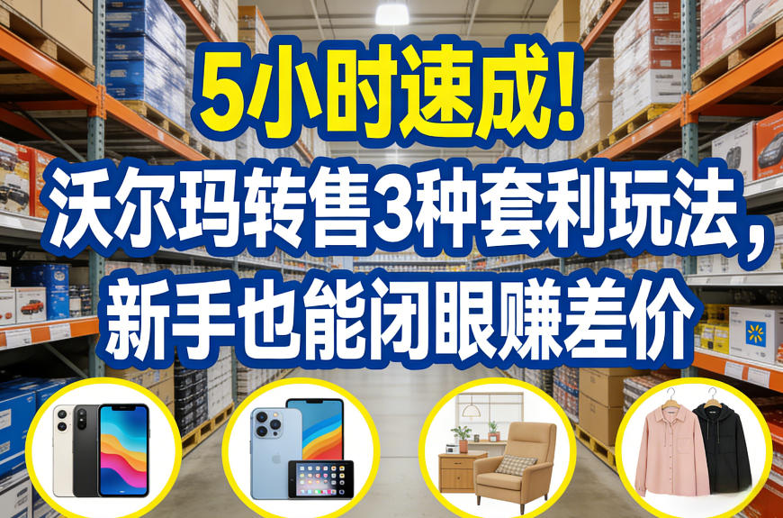 5小时速成！沃尔玛转售3种套利玩法，新手也能闭眼賺差价-好耶资源