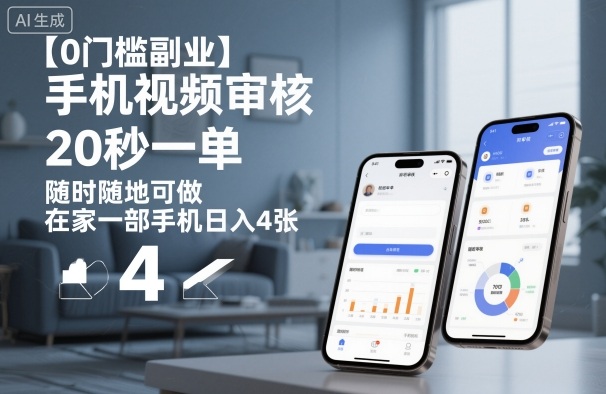 【0门槛副业】手机视频审核，20秒一单，随时随地可做，在家一部手机日入4张【揭秘】-好耶资源