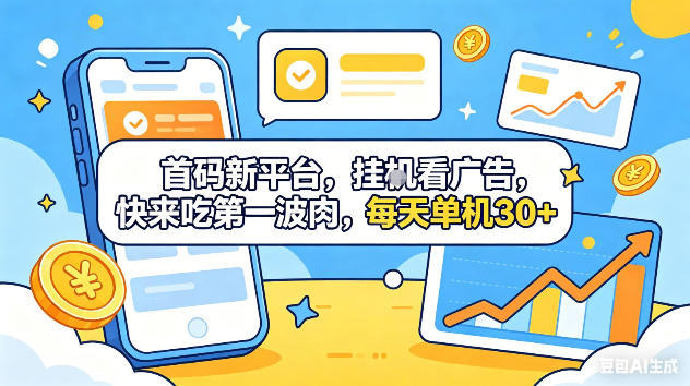 首码新平台,挂G自动看广告,快来吃第一波肉,每天单机30+,可矩阵放大【揭秘】-好耶资源