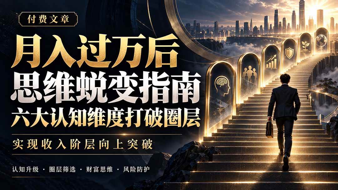（21210期）付费文章：月入过万后思维蜕变指南，六大认知维度打破圈层，实现收入阶层向上突破-好耶资源