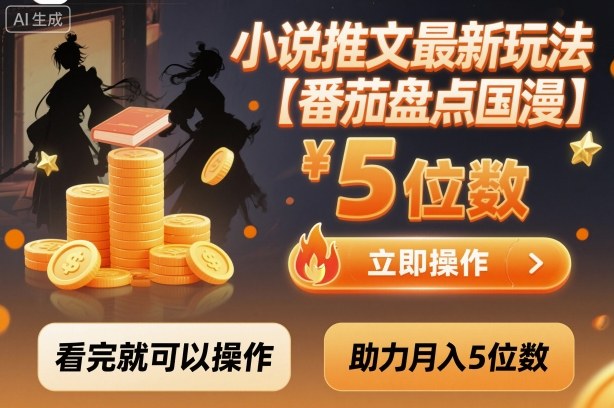 小说推文最新玩法，助力月入5位数【番茄盘点国漫】玩法，看完就可以操作-好耶资源