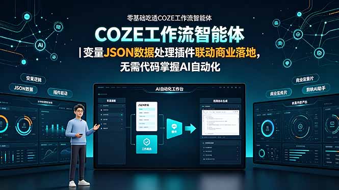 零基础吃透COZE工作流智能体｜变量JSON数据处理插件联动商业落地，无需代码掌握AI自动化-好耶资源