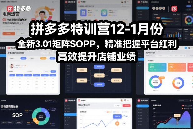拼多多特训营12-1月份,全新3.01矩阵Sop,精准把握平台红利,高效提升店铺业绩-好耶资源