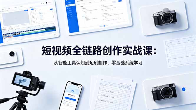 短视频全链路创作实战课:从智能工具认知到短剧制作,零基础系统学习-好耶资源